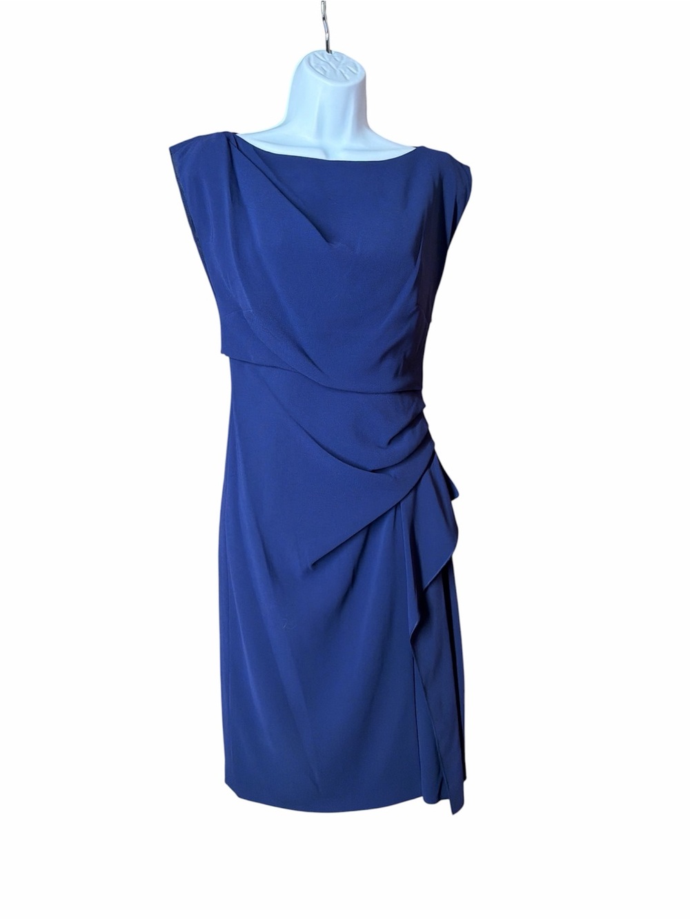 Draped Midi Dress in Royal Blue